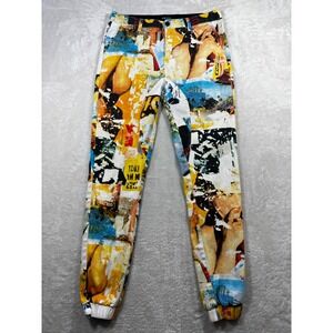 Akoo Mens Standard Fit Graphic Collage Multicolor Jogger Pants 34 Meas: 34x30.5